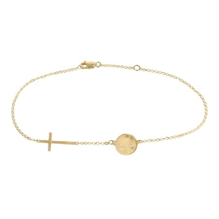 Personalized Engraved Graceful Disc Cross Station Anklet