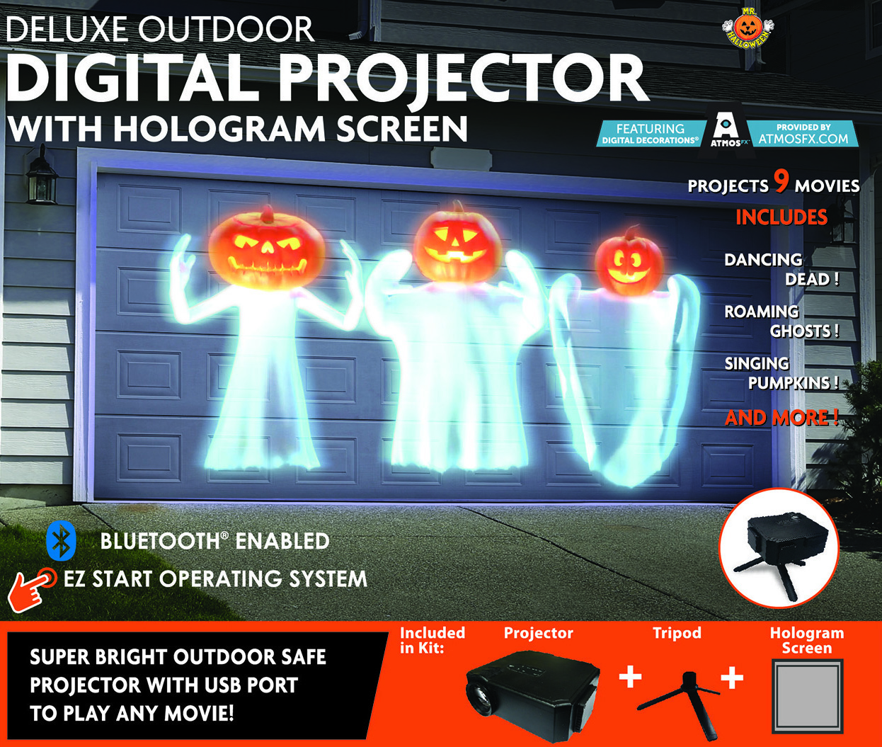 Halloween Outdoor Deluxe Virtual Holiday Projector - Walmart.com - Walmart.com