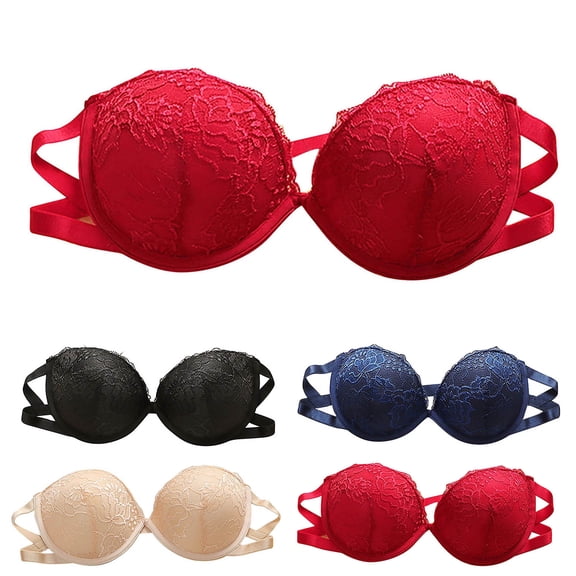 GEWSEY Womens Comfort Bra Lace Embroidery Full-Coverage Push-Up Bralette Light Shapewear Bras for Everyday Wear (Beige, 26B)