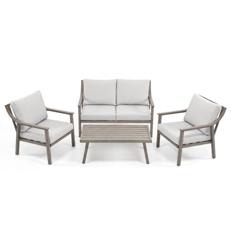 4Pcs Outdoor Conversation Sets with 2 Armchairs, 1 Loveseat & 1 Coffee Table, Patio Sectional Chat Set