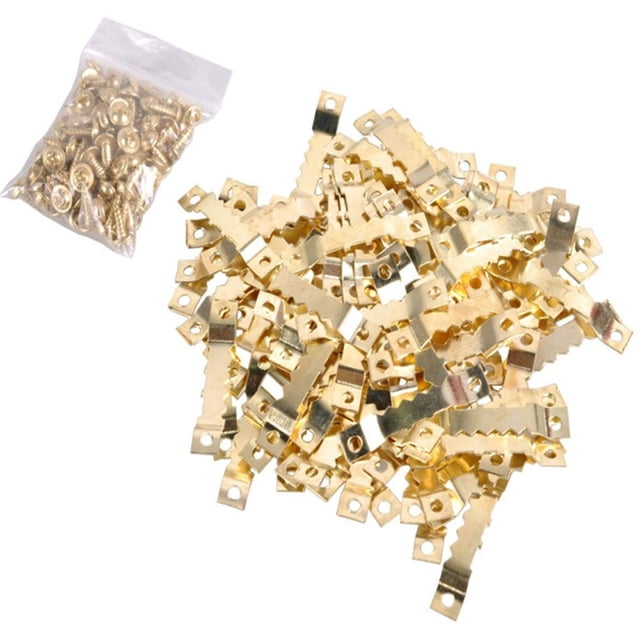 Yeacher 100Pcs Sawtooth Picture Hangers Double Hole with Screws Frame Hanging Hardware Save Space