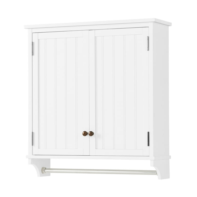 Dover White 27 W Bathroom Shelf with 2 Towel Rods