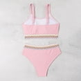 thumbnail image 4 of Ohufall Women's Bikini Sets Colorblock Trim 2 Piece Swimsuit High Waisted Bathing Suits for Women Scoop Neck Adjustable Spaghetti Straps Bikini Swimwear, 4 of 7