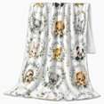 thumbnail image 2 of YShenghong Assorted Animals Peeking Through Soft Green Leafy Wreaths Printed Flannel Blanket, 2 of 7