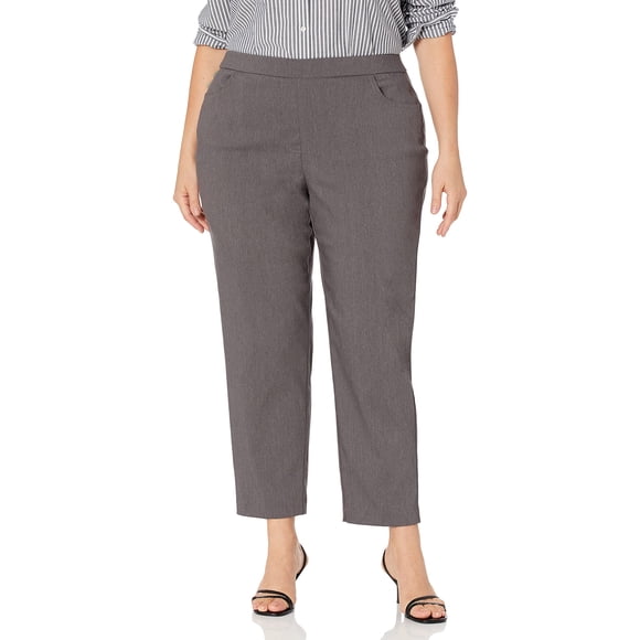 Alfred Dunner Women's Proportioned Short Allure Slim Pant, Grey, 10
