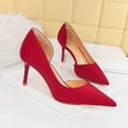 thumbnail image 3 of Women Pointed Toe High Heel Stiletto Pumps 7CM Satin Cut-Out Wedding Evening Party Court Shoes, 3 of 6