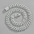 thumbnail image 2 of Silver Plated Bling Miami Cuban Link Chain for Men Women Iced Out Miami Cuban Necklace Diamond Chain for Men 14mm Colorful Hip Hop Jewelry, 2 of 6