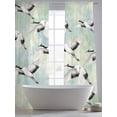 thumbnail image 6 of Teal White Birds Sheer Curtains 108 Inches Long 2 Panels Set, Window Sheer Curtains for Living Room/Bedroom, Vintage Animals Farmhouse Retro Art Light Filtering Rod Pocket Curtain 52''x108''x2, 6 of 8