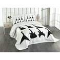 thumbnail image 3 of Ambesonne Rock Music Quilted Bedspread Set 3 Pcs, Guitar Silhouettes, King Size, Black White, 3 of 5