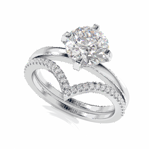2.00 TCW Lab Grown Diamond Round Briliiant Cut Bridal Set Engagement Ring 10K White Gold