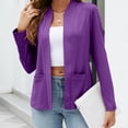 thumbnail image 2 of Cardigan Sweaters For Women Autumn Solid Color Pocket Jacket Long Sleeved Loose Casual Suit Style Blended Fabric Female Polyester Jacket Outerwear Jackets 1Pc Purple 3Xl Sweaters For Women, 2 of 4