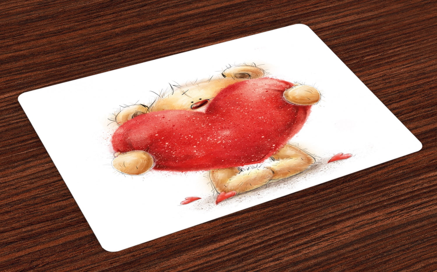 Bear Placemats Set of 4 Valentine's Day Inspired Sweet Teddy Bear