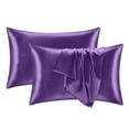 thumbnail image 3 of 2Pcs Imitation Satin Pillowcases, Solid‑Color Imitation Silk Pillow Covers, Zippered Smooth Pillow Shells for Bedroom Bedding, Purple Pink 51*91cm, 3 of 6