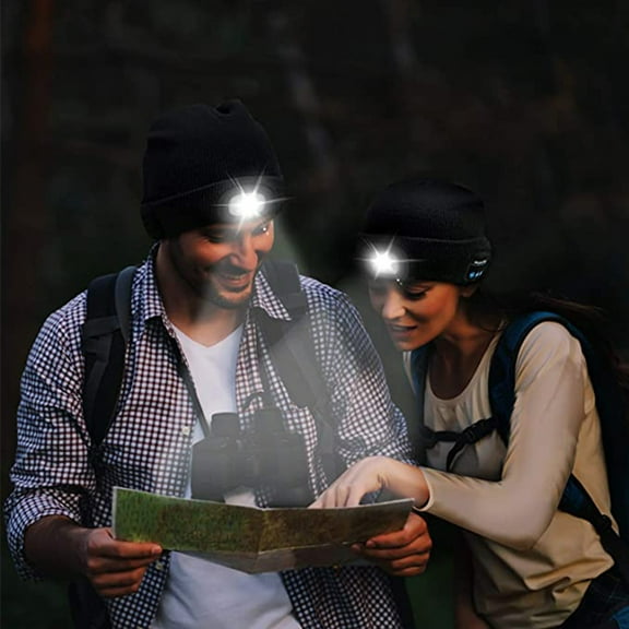 Limei Unisex Bluetooth 5.0 Beanie Hat with LED Light and Wireless Headphones, Unique Christmas Tech Gifts for Men Women Dad