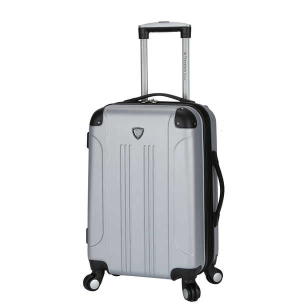 Travelers Club Chicago 20" Hardside Rolling Carry On Luggage Silver