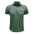 thumbnail image 6 of Iugvhana Mens Classic-Fit Splice Polo Shirts Short Sleeve with Pocket Buttons Collared Tee Shirt Top Pullovers Green XXL, 6 of 6