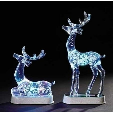 set of 2 icy crystal led lighted christmas reindeer table set of 2 icy crystal led lighted christmas reindeer table