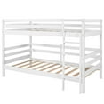 thumbnail image 7 of Twin Size Wood Bunk Bed Frame with Ladder and Guardrail, Space Saving Design, No Spring Box Needed, White, 7 of 7