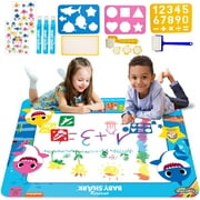 Baby Shark Water Doodle Mat – Kids Painting Magic Water Play Mat with Stamps, Stickers and More