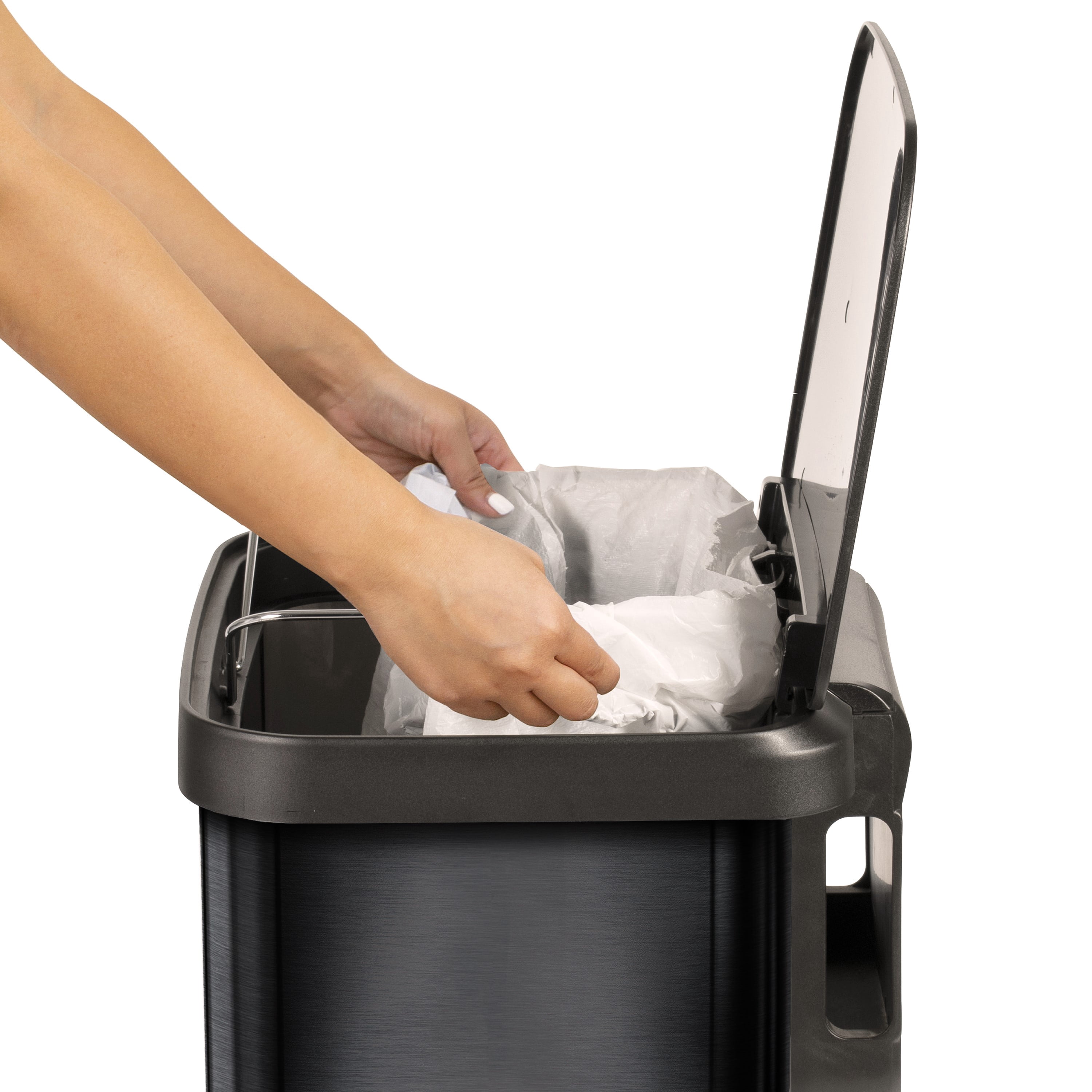 Glad 20 Gallon Stainless Steel Step Trash Can, Pewter