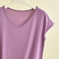 thumbnail image 5 of Hvogkswy Plus Size Pajamas for Women Solid V Neck Short Sleeve Sleepwear T-Shirt Thin Breathable Loose Casual Home Tops, 5 of 5