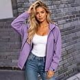 thumbnail image 4 of Zynoxe Plus Size Rain Jacket Women Trendy Waterproof Zip Up Adjustable Cuffs Raincoat with Drawstring Hood Outdoor Travel Hiking Windbreaker Purple 2XL, 4 of 7