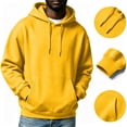thumbnail image 4 of Havenx Mens Long Sleeve Hoodies Hooded Drawstring Pullover Sweatshirt with Pockets Sweatshirt Fall Winter Loose Fit Fashion Casual Sportswear,Yellow S, 4 of 4