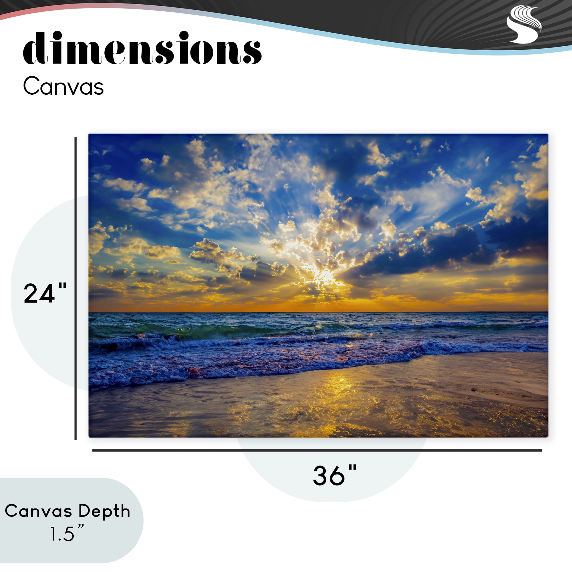 Stupell Industries Golden Blue Sun Ray On Beach Canvas Wall Art, design by Eszra Tanner