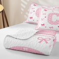 thumbnail image 4 of Manfei Kawaii Bow Letter C Monogrammed Twin Quilt Set for Teens Female,Cute Bowtie Alphabet Twin Coverlet Set Girls, 4 of 7
