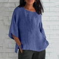 thumbnail image 2 of Womens Summer Tops 3/4 Sleeve Crewneck Plain Blouses Dressy Casual Loose Fit Comfy Womens Fashion Tshirts Shirts, 2 of 6