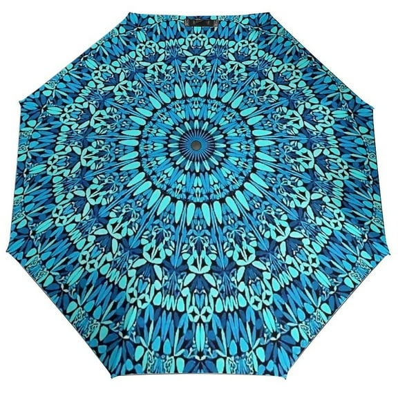 Mandala Umbrella for Rain - Portable, Double Layer Automatic Folding Umbrella UV Protection for Rain Car Travel Outdoor Men Women
