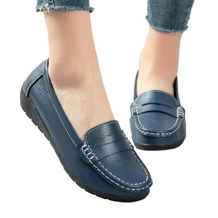 

f21 Womens Casual Shoes Flat Heel Sole Overfoot Comfort Solid Color Single Shoes Loafers Casual Shoes Platform Sandals Dress Shoes Size 8 Dark Blue Wide