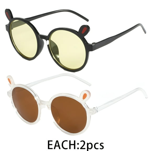 GJX 4Pcs Toddler Sunglasses,Secure Hinges Toddler Sunglasses Age 2-4,Curved Temple Arms Kids Sunglasses,UV400 Protection,Style1