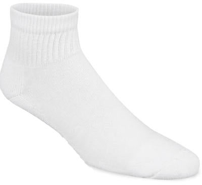 Download 2PK-3 Pack Medium White Quarter Athletic Sock Welt Top 3x1 ...
