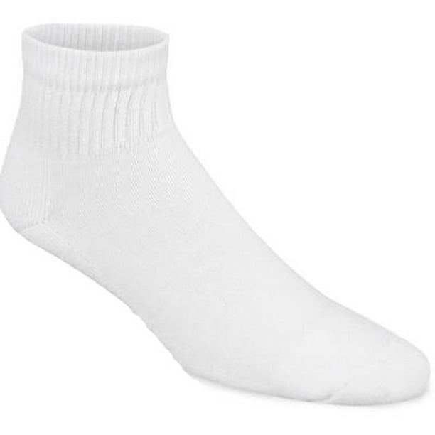 Download 2PK-3 Pack Medium White Quarter Athletic Sock Welt Top 3x1 ...
