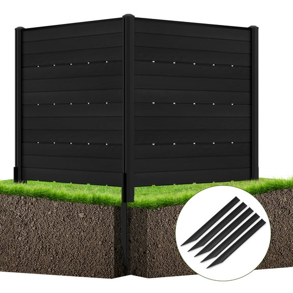 Gymax 48'' L x 46'' H Air Conditioner Fence Outdoor Privacy Fence Screen 5 Ground Stakes