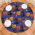thumbnail image 2 of Magical Pumpkin Castle Halloween Pattern Round Fitted Tablecloth with Elastic Edge,Dining Table Cover Waterproof,Outdoor Round Tablecloth for Camping,Dining,Indoor and Outdoor, 2 of 7