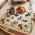 thumbnail image 3 of Western Cowboys Placemats Set of 6 Brown Vintage Country Cactus Place Mats Indoor Wipeable Table Mats Washable Cloth Dining Table Placemats for Kitchen Holiday Party Home Decor 13x19 Inch, 3 of 9