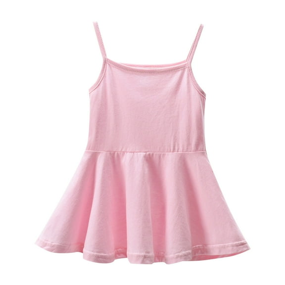 TinyBloomm Baby Girl Cute Summer Outfits Girls Summer Dress Suspender Solid Color Casual Seaside For 0 To 6 Years, Size 12-18 Months