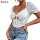 thumbnail image 2 of Blusa corta con cuello cuadrado y cordón delantero de verano para mujer, 2 of 5