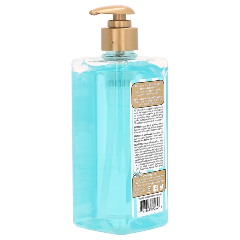 Fruit of the Earth Cabana Beach Club, Aloe Vera After Sun Gel with Mentha +  Essential Oils , 16 oz (453 g)