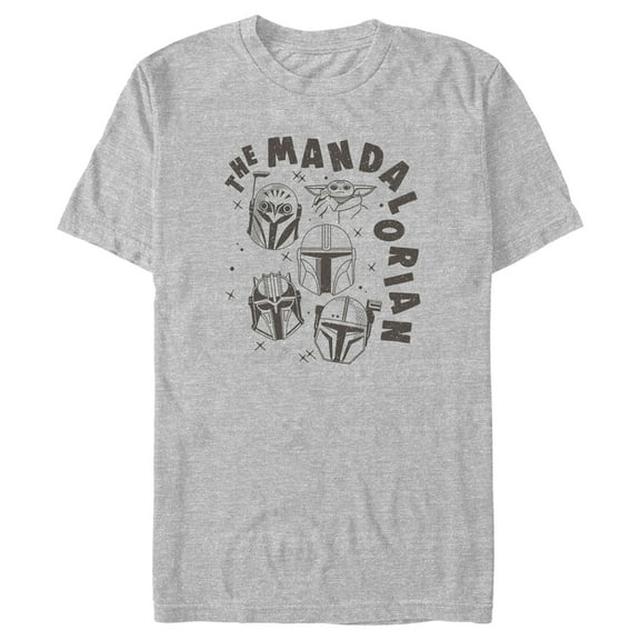 Men's Star Wars: The Mandalorian Retro Sketch Graphic Tee Athletic Heather Large