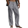 thumbnail image 2 of MAWCLOS Men Trousers Elastic Waist Sweatpants Drawstring Pants Baggy Party Solid Lounge Gray S, 2 of 9