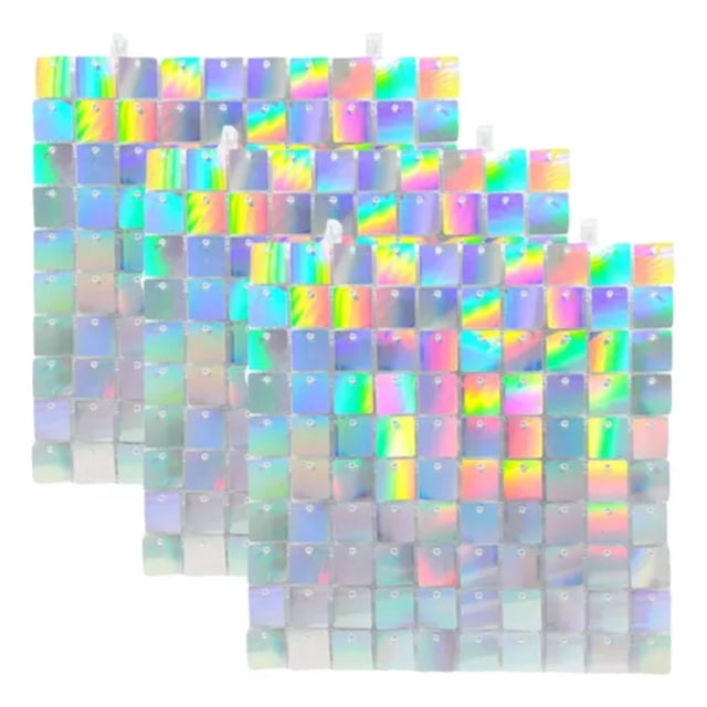 6 Pz Panel Lentejuelas Iridiscente Autoadherible 30x30cm