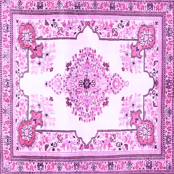 Ahgly Company Indoor Square Medallion Purple Traditional Area Rugs, 5' Square
