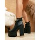 thumbnail image 2 of Women's Fashion Boots, opean And American Style, Thick-soled Double Waterproof Platform Female Shoes, 13cm High Heeled Ankle Boots With Chunky Heel, 2 of 4