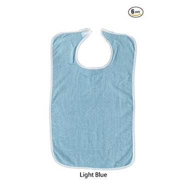 Adult Terry Cloth Bib With Velcro Closure Size 18 X 30 - 6 Pack Light Blue