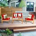thumbnail image 4 of Costway Outdoor 4pcs Acacia Wood Chat Set Conversation Sofa 2 Sets Cushion Cover Red, 4 of 12