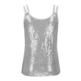 thumbnail image 5 of Feancey Sequin Tank Tops for Women Sleeveless Spaghetti Strap Glitter Camisole Party Night Sparkly Strappy Tanks Top Ladies Summer Cami Tops Silver XXL, 5 of 10