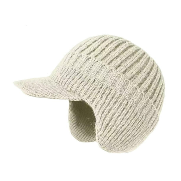 Gorro de invierno para hombre, con protección para las orejas, cálido gorro de punto para deportes y ciclismo. Beige